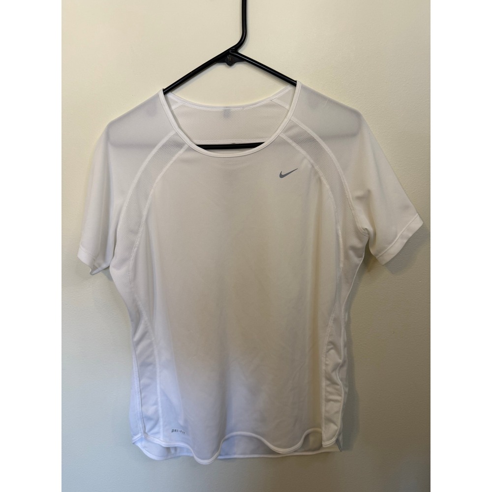 Nike Dri-FIT Athletic Shirt Womens XL White Excellent Short Sleeve Mesh Top
